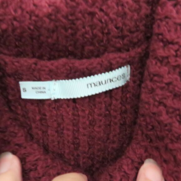 Long Sweater Women Sz S Maurice's Maroon Pullover Cowl Neck Sleeveless Tunic - Picture 3 of 7